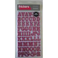 Chipboards autocollants alphabet ROSE paillet� 