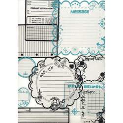 Etiquettes transparentes Post Scriptum TURQUOISE/NOIR - Atilolou