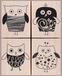 Tampons bois FOUR STYLISH OWLS - Hero Arts