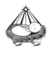 Tampon clear BABY IN MANGER - Autumn Leaves