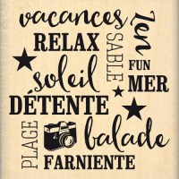 {Capsule juin 2016}Tampon bois DETENTE ET VACANCES - Florilèges