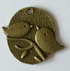 Charm MÉDAILLON OISEAUX antique bronze