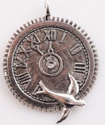 Charm HORLOGE À OISEAU argenté