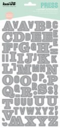 Stickers alphabet PRESS gris - Kesi'art