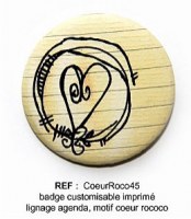 Badge COEUR ROCO 45mm - ScrapButtons