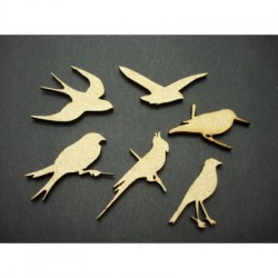 Embell. bois 6 MINI OISEAUX - Scrap Désirs