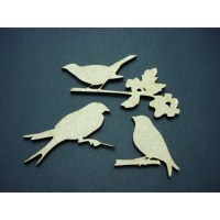 Embell. bois 3 OISEAUX SUR BRANCHE - Scrap Désirs