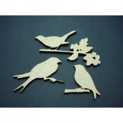 Embell. bois 3 OISEAUX SUR BRANCHE - Scrap Désirs