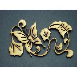 Embell. bois PAPILLON SUR PETUNIA - Scrap Désirs