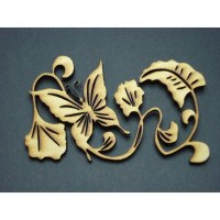 Embell. bois PAPILLON SUR PETUNIA - Scrap Désirs