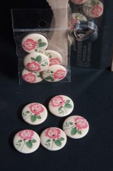 5 boutons bois FLEURS ROSES - Zenatytude