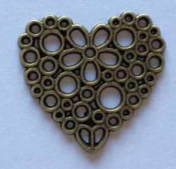 Charm COEUR FLEURI bronze