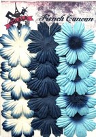 Fleurs plates plissées 6 pétales BLEU - Ohlala
