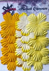 Fleurs plates plissées 5 pétales JAUNE - Ohlala