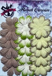 Fleurs plates plissées 8 pétales VERT BRUN - Ohlala