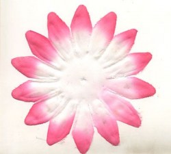 Fleur tissu blanche et rose 9 cm - Atilolou