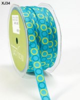 Ruban grosgrain CIRCLES TURQUOISE