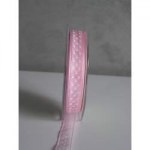 Ruban organza rose/pois blancs - May arts