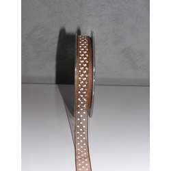 Ruban organza chocolat/pois blancs - May Arts