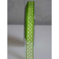 Ruban organza vert/pois blancs - May arts