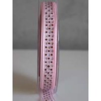 Ruban organza rose/pois marron - May arts