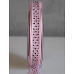 Ruban organza rose/pois marron - May arts