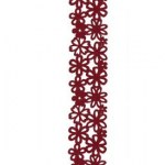Ruban fleurs velours rouge