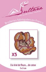 5 broderies fleurs de coton 