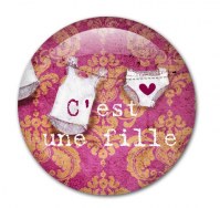 Badge NAISSANCE FILLE 38 mm - Scrapinerie