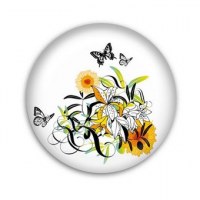 Badge DECO PAPILLON ORANGE 38mm - Scrapinerie