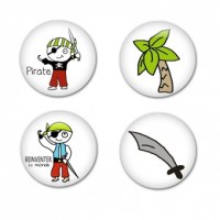 4 badges PIRATES 25mm - Scrapinerie