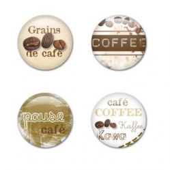 4 badges CAFE 25mm - Scrapinerie