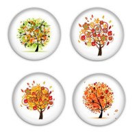 4 badges ARBRES D'AUTOMNE 25mm - Scrapinerie