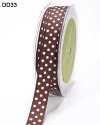 Ruban GROSGRAIN marron/pois blancs - May arts