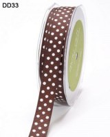Ruban GROSGRAIN marron/pois blancs - May arts