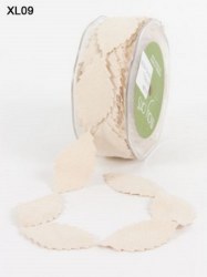 Ruban FAUX SUEDE LEAVES Ivory - May arts