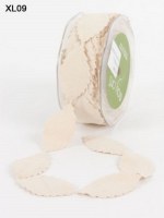 Ruban FAUX SUEDE LEAVES Ivory - May arts