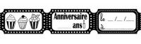 Tampon bois ANNIVERSAIRE TICKETS - Aladine