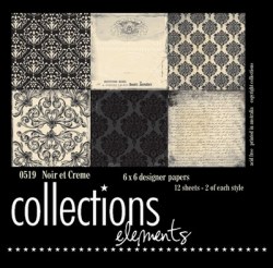Kit papiers 15x15 cm NOIR ET CREME - Collections elements